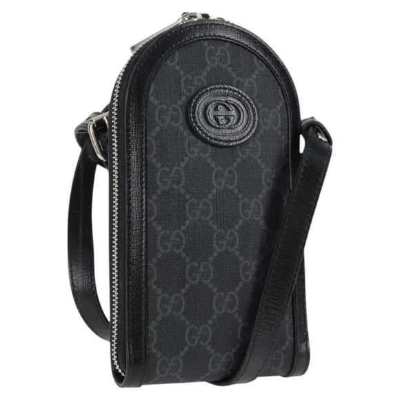 GUCCI GG Supreme Shoulder Bag PVC Black Auth 123066M - Picture 1 of 16